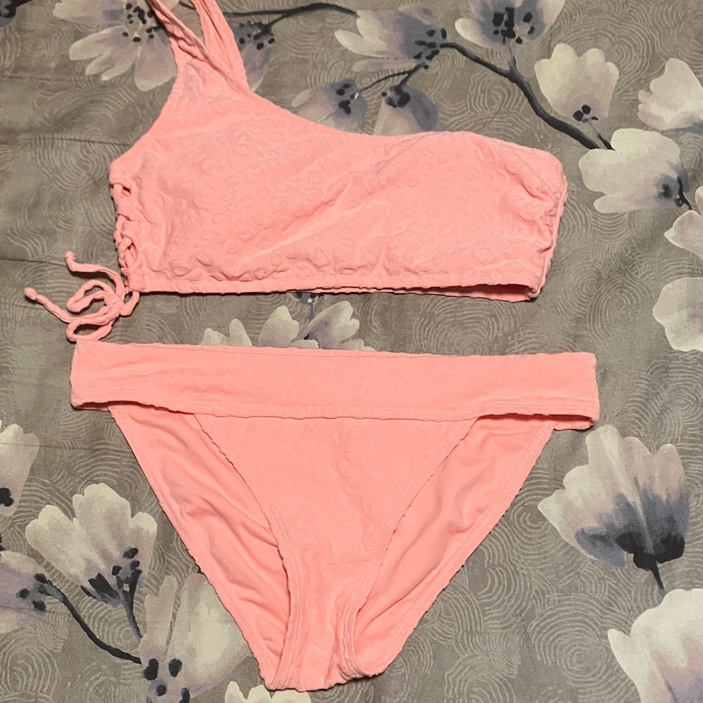 Pink One-Shoulder Bikini Set